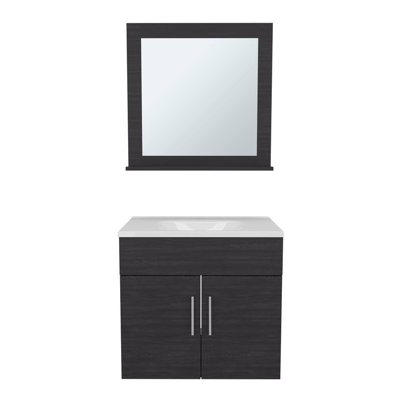 Blake Bathroom Mirror Cabinet with Two Interior Shelves, Wall-Mounted Storage Black