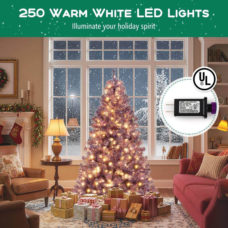 Costway 6.5 FT/7.5 FT Artificial Xmas Tree with 250/550 White LED - See Details