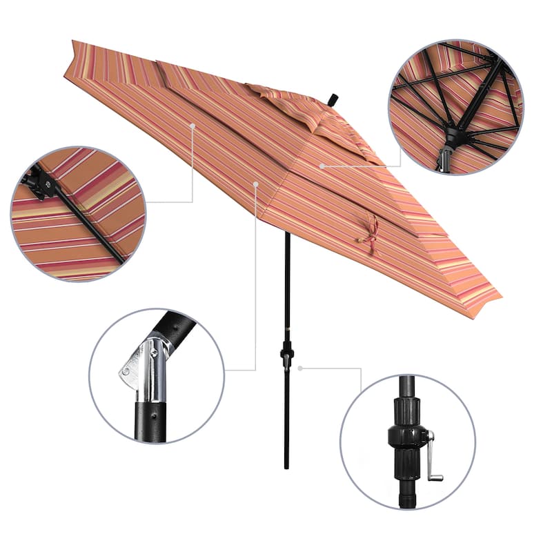 California Umbrella 11' Rd. Alum/Fiberglass Rib Patio Umb,Crank Lift/Collar Tilt, Dbl Wind Vent, Black Finish, Sunbrella Fabric