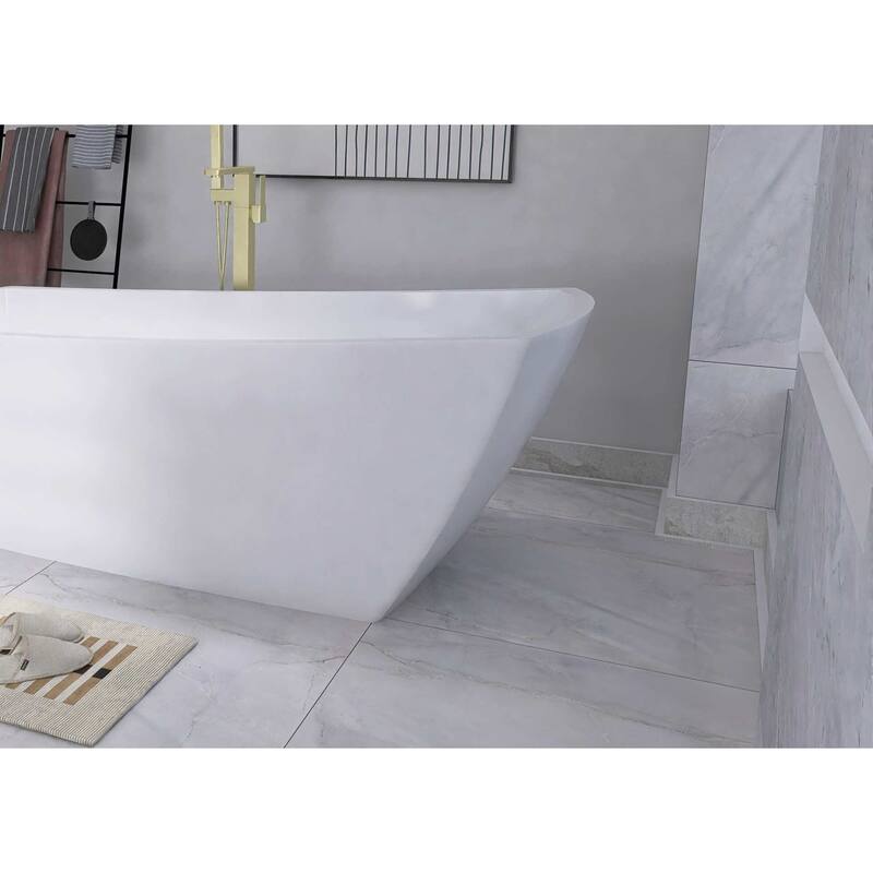Peter Soaking Single Slipper Rectangular Bathtub in Glossy White
