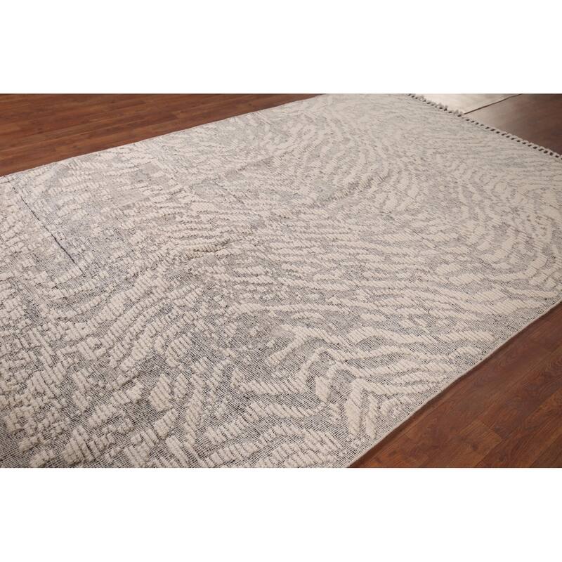 All-Over Abstract Moroccan Area Rug Handmade Wool Carpet - 5'11"x 8'10"