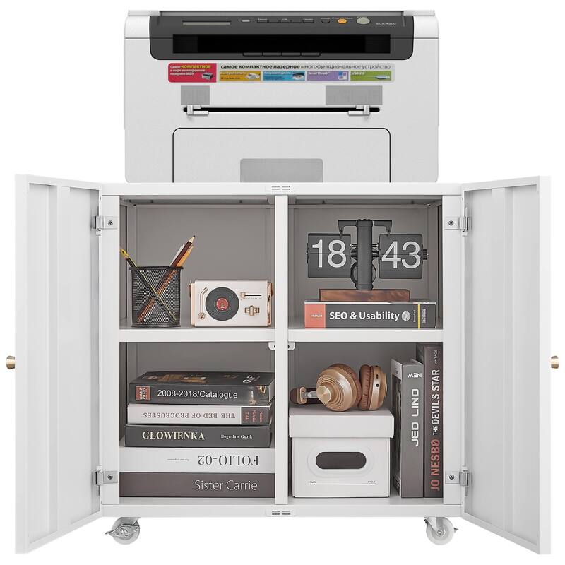 Printer Stand with Wheels, Mobile Filing Cabinet