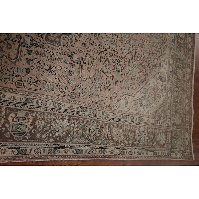 Handmade Distressed Tabriz Persian Rug Antique Living Room Wool Carpet - 6'5" x 9'7"