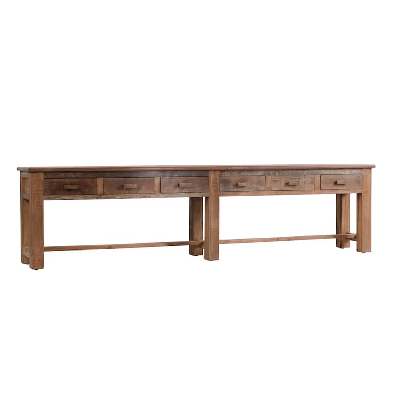 Classic Home Ezra Reclaimed Wood 6Dwr Console Table Natural