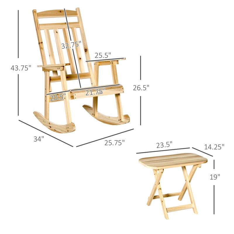 2 Pieces Wood Patio Bistro Set