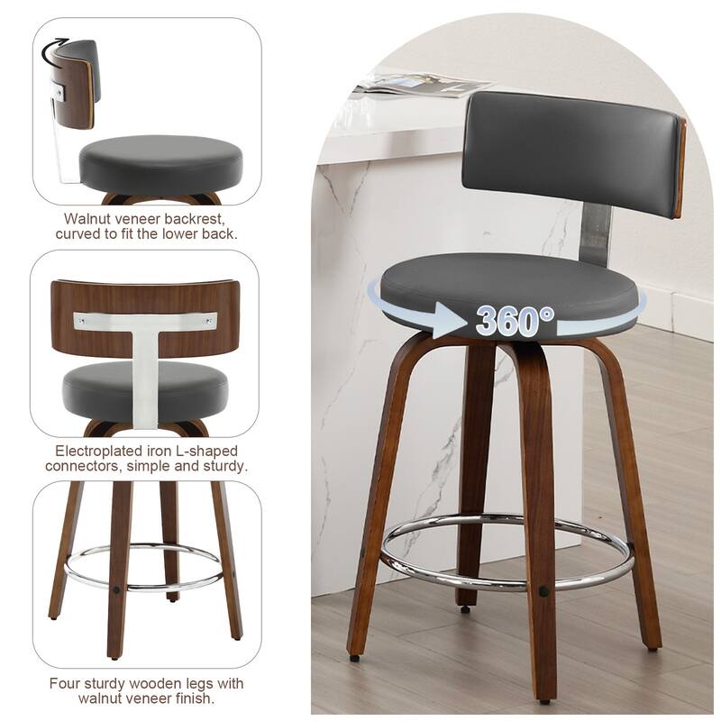 Faux Leather Upholstered Swivel Counter/ Bar Stools Set of 1/2/4