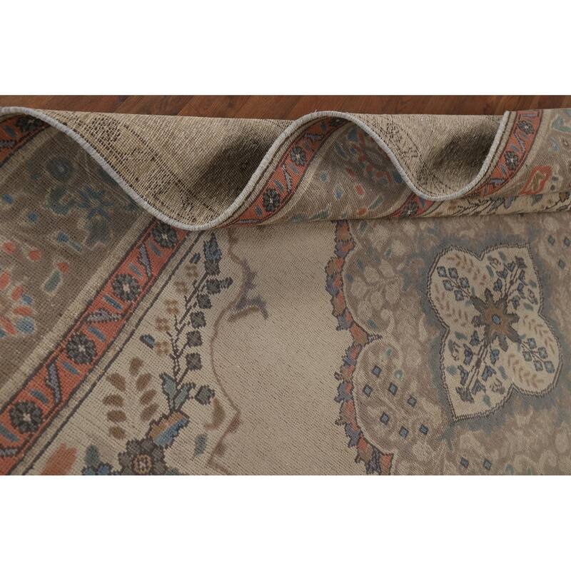 Distressed Tabriz Vintage Persian Area Rug Hand-Knotted Wool Carpet - 6'10" x 10'0"