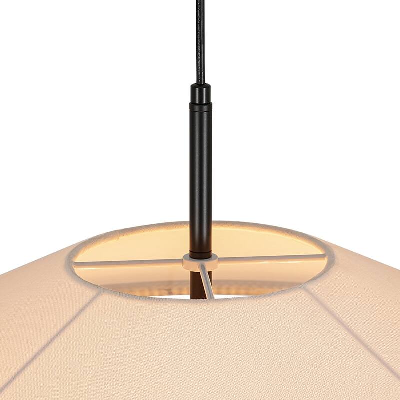 Coastal-style 4-Light Hemp-rope Geometric Linen Fabric Pendant - 33.5 in