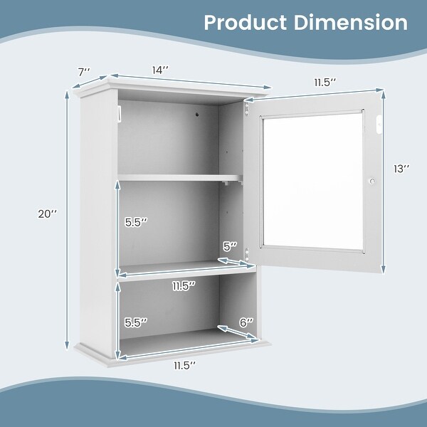 Bathroom Wall Mounted Adjustable Hanging Storage Medicine Cabinet 14 x 7 x 20 W x D x H Bed Bath Beyond 30099733