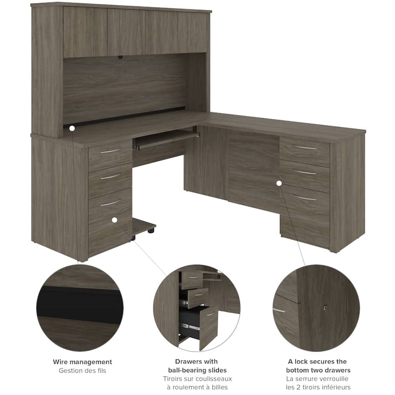 Bestar Embassy 6-drawer L-shaped Workstation Desk Kit