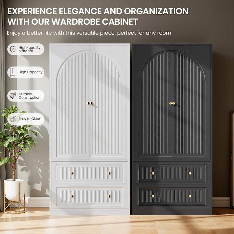 Pocassy Wardrobe Closet 70" Capacity Clothing Wardrobe Cabinet