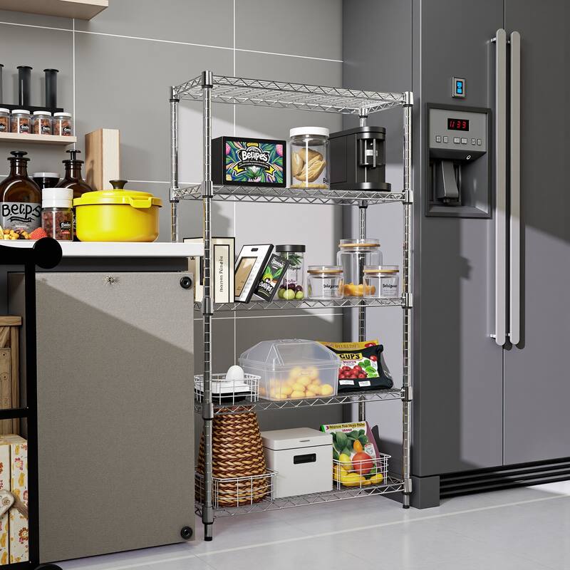 1250 lbs Steel Heavy Duty 5-Tier Utility Shelving Unit Steel Organizer Wire Rack for Home, Kitchen, Office