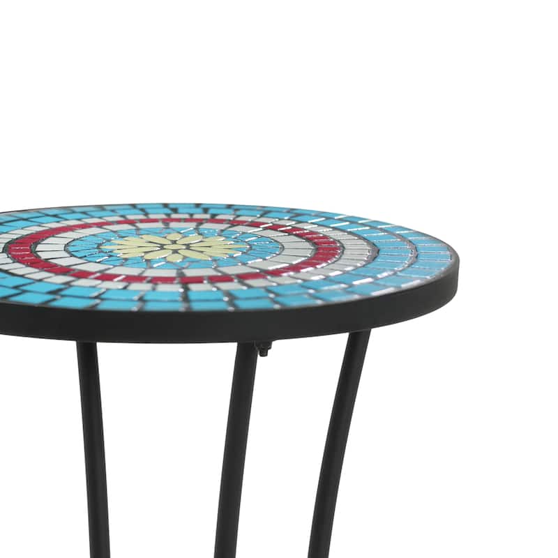 Christopher Knight Home - Camille Ceramic Tile and Iron Outdoor Side Table with French Country Charm