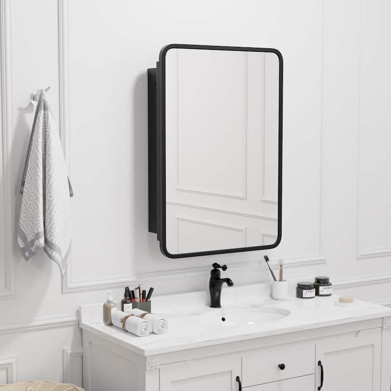 Multifunctional Wall-Mounted Mirrored Cabinet with Magnetic Doors