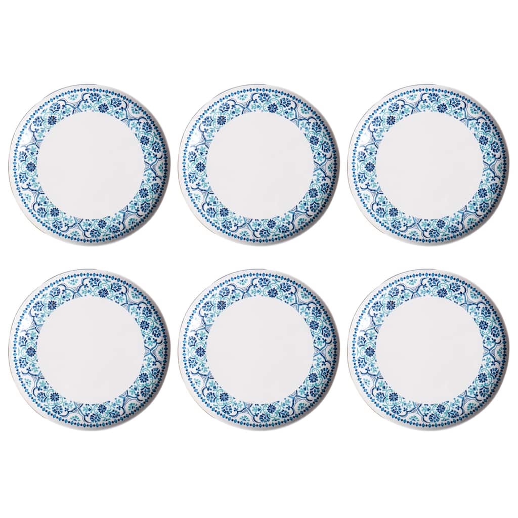 Abode Homewares Palazzo Tiles Melamine Dinner Plate - Teal - 10.5" - Set of 6