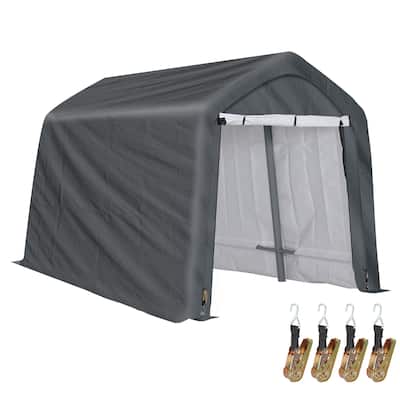 Aoodor Heavy Duty Storage Shelter, Portable Shed Carport with Roll-up Zipper Door ,Waterproof and UV Resistant - 6'×8'