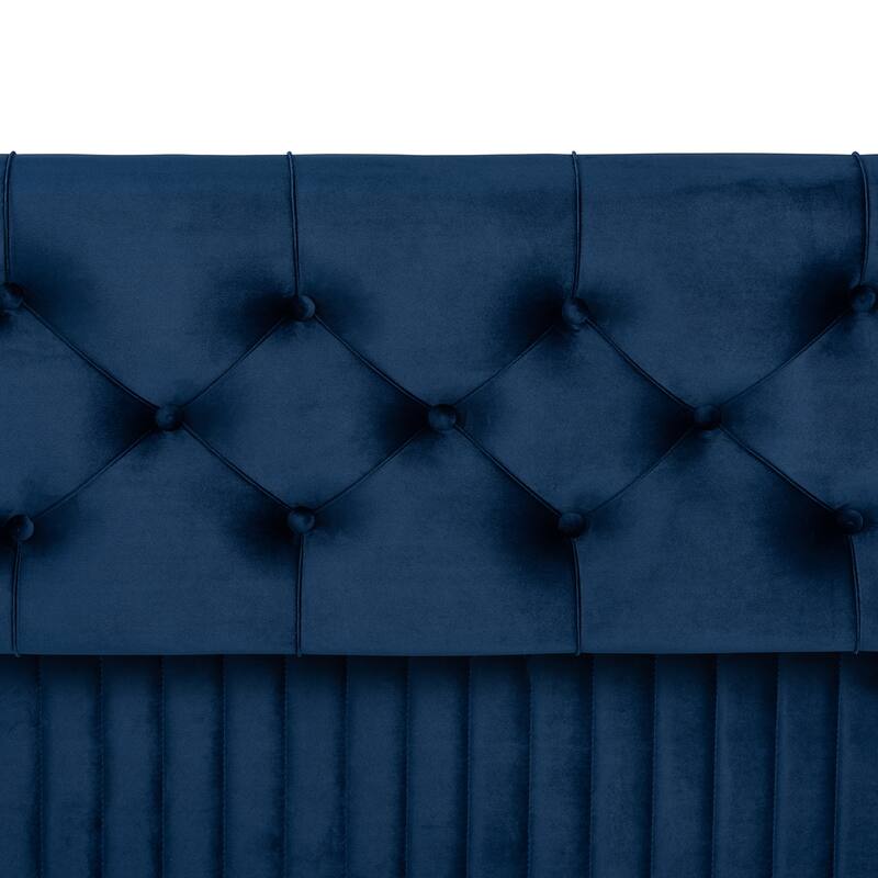 Hanley Modern and Contemporary Velvet Fabric and Wood Storage Ottoman