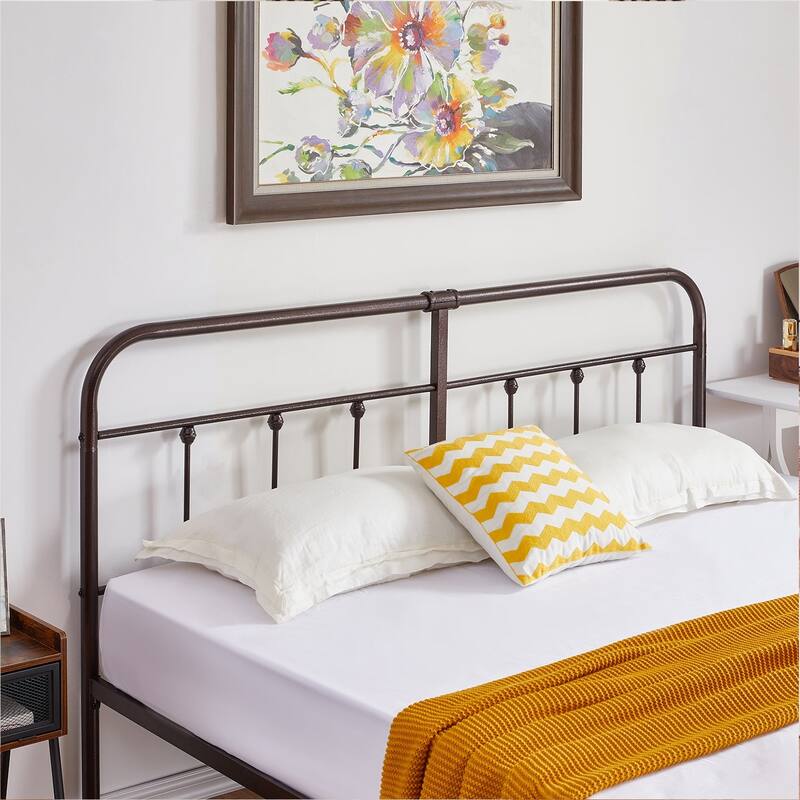 VECELO Metal Bed Frame with Headboard Classic Metal Platform Bed Frame Mattress Foundation with Victorian Style Footboard
