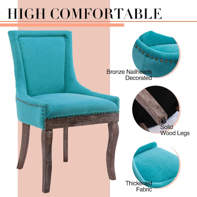 Traditional Tufted Ultra Upholstered Wingback Dining Chair Set of 6