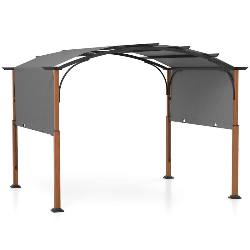 Costway 10 x 12 FT Outdoor Retractable Pergola with Retractable Canopy - See Details - Grey