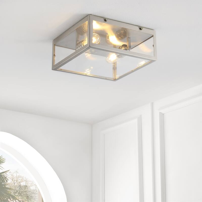 Alma 12" Metal/Glass LED Flush Mount, by JONATHAN Y