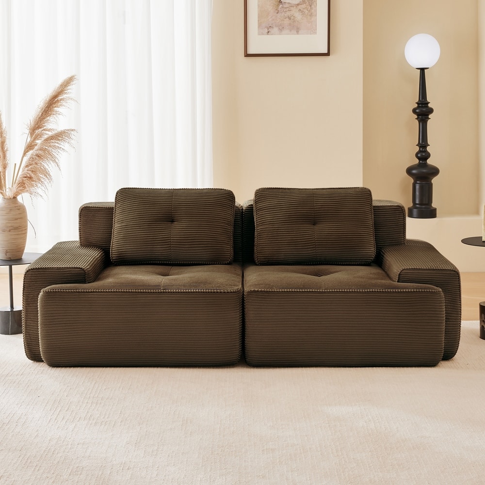 82" Modern Modular Sectional Sofa for Living Room, Corduroy Fabric, 2-Seater Couch with Deep Seat