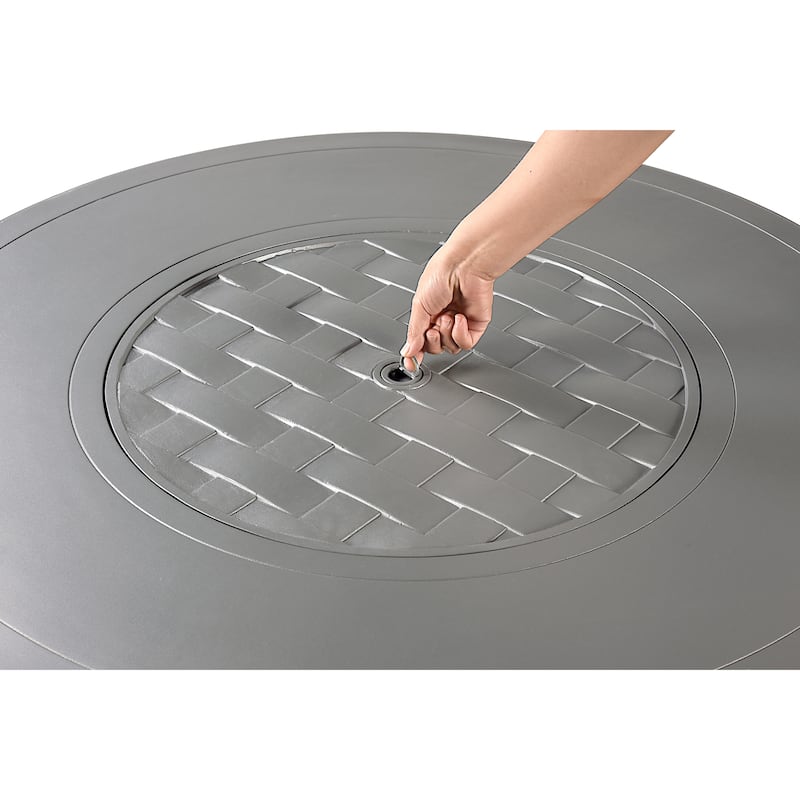 Round 44 in. x 44 in. Aluminum Propane Fire Pit Table with Glass Beads, Two Covers, Lid, 57,000 BTUs