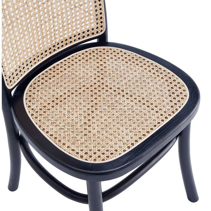 Manhattan Comfort Paragon Dining Chair 2.0 in Black and Cane - Set of 2