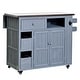 preview thumbnail 15 of 53, Extendable Solid Wood Kitchen Island with Stainless Top Drawers and Wheels