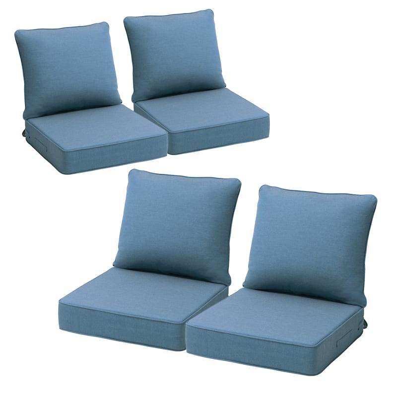 24 x 24 x 5.5 in Outdoor Patio Seat Sunbrella Fabric Cushion Set - SpectrumDenim - 4PC