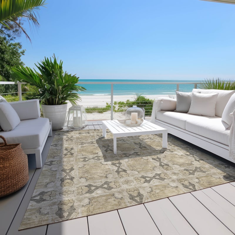 Pax Graceful Floral Weather Resistant Blended Style Runner Outdoor Rug