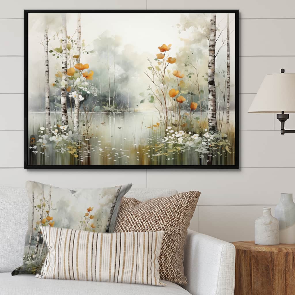 Designart "Minimalism Forest Woods I" Landscapes Framed Wall Art Living Room