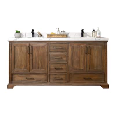Willow Collections 60 in. W x 22 in. D Charlotte Teak Double Sink Bathroom Solid Teak Vanity with Countertop