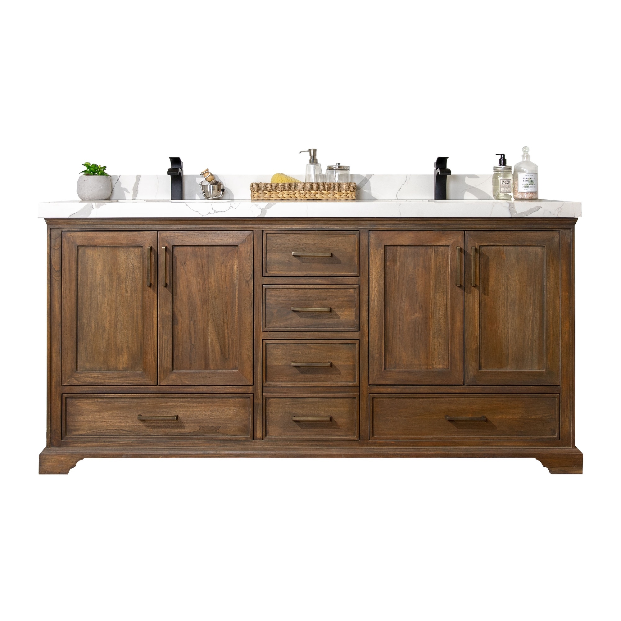 Willow Collections 60 in. W x 22 in. D Charlotte Teak Double Sink Bathroom Solid Teak Vanity with Countertop