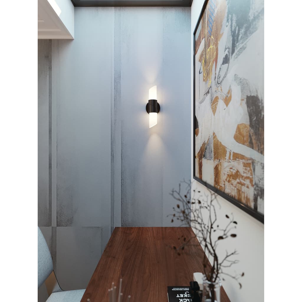 AFX Slice 12-inch Black LED Sconce with White Glass