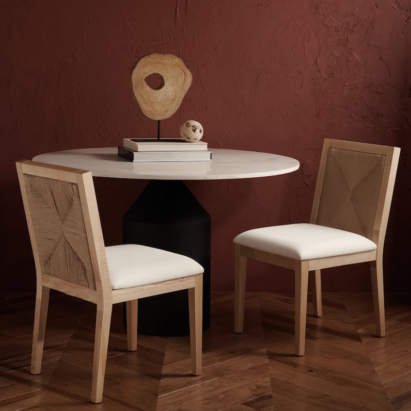 SAFAVIEH Couture Vardit Woven Dining Chair (Set of 2) - 18 In. W x 22 In. D x 34 In. H - 18"Wx22"Dx34"H