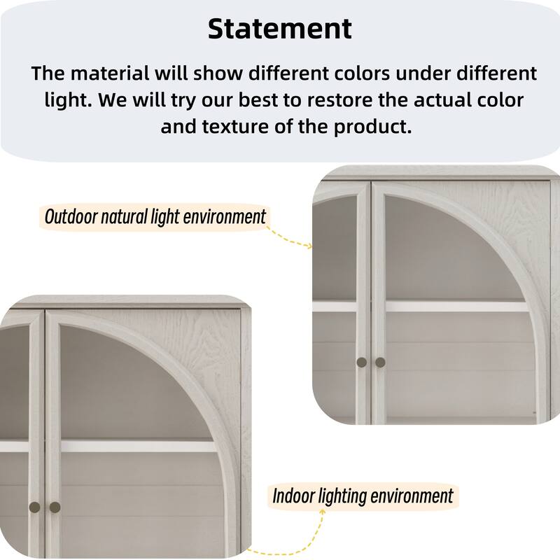 GDFStudio Calystrian Glass Door Curio Storage Cabinet with Adjustable Shelves