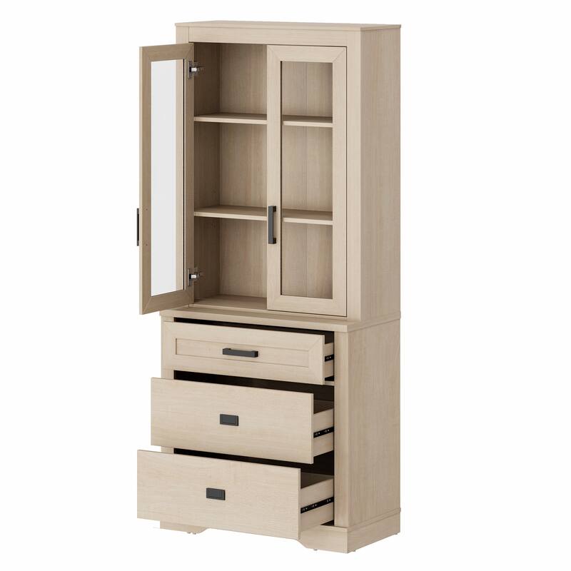 3 Tier Bookcase with Drawer,73.3" Tall Floor Standing Bookshelf