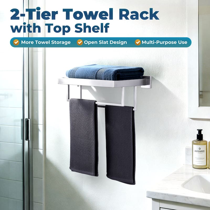 WOWOW 2-Tier Stainless Steel Bath Towel Rack