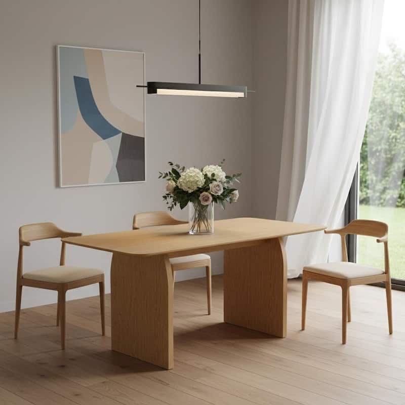 HomeRoots 66" Natural Solid Wood Double Pedestal Base Dining Table - 66.38 in. x 29.72 in. x 33.19 in. - Natural - 66.38 in. x 29.72 in. x 33.19 in.