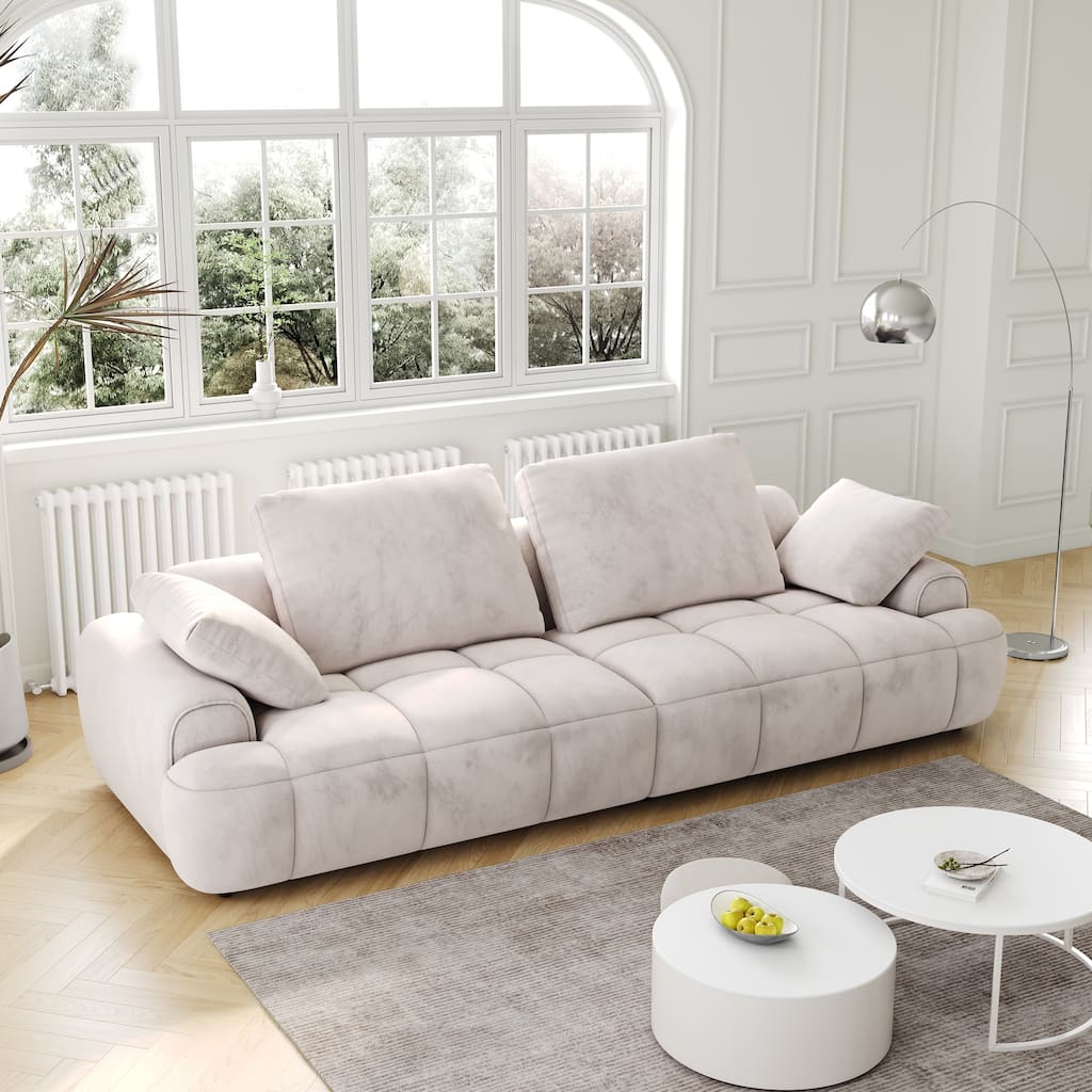 Spacious 3-Seat Modern Sofa with Velvet Upholstery and Easy Assembly