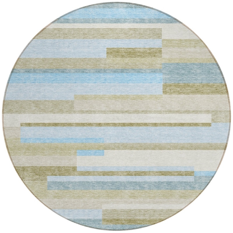 HomeRoots Striped Transitional Rectangle Outdoor Rug