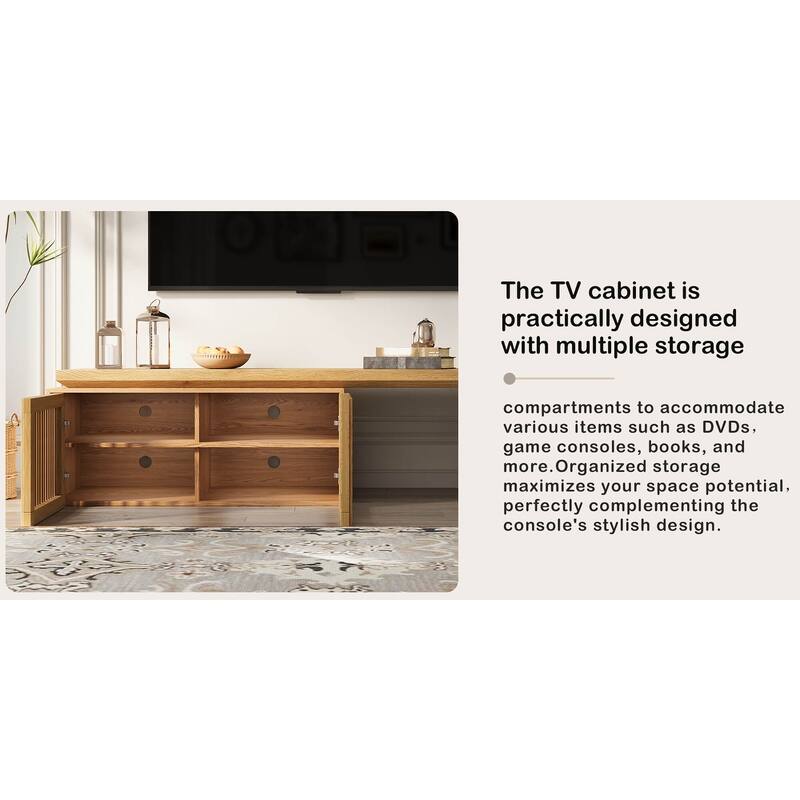 Modern TV stand (extendable) with storage cabinet entertainment center Living room TV stand - Walnut /wood 78.7
