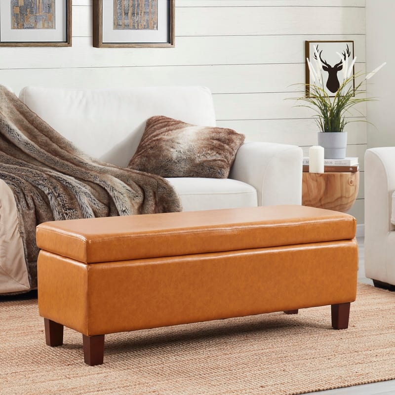 Hamilton Upholstered Rectangle Storage Ottoman with Hinge Lid - 40" x 15" x 16"