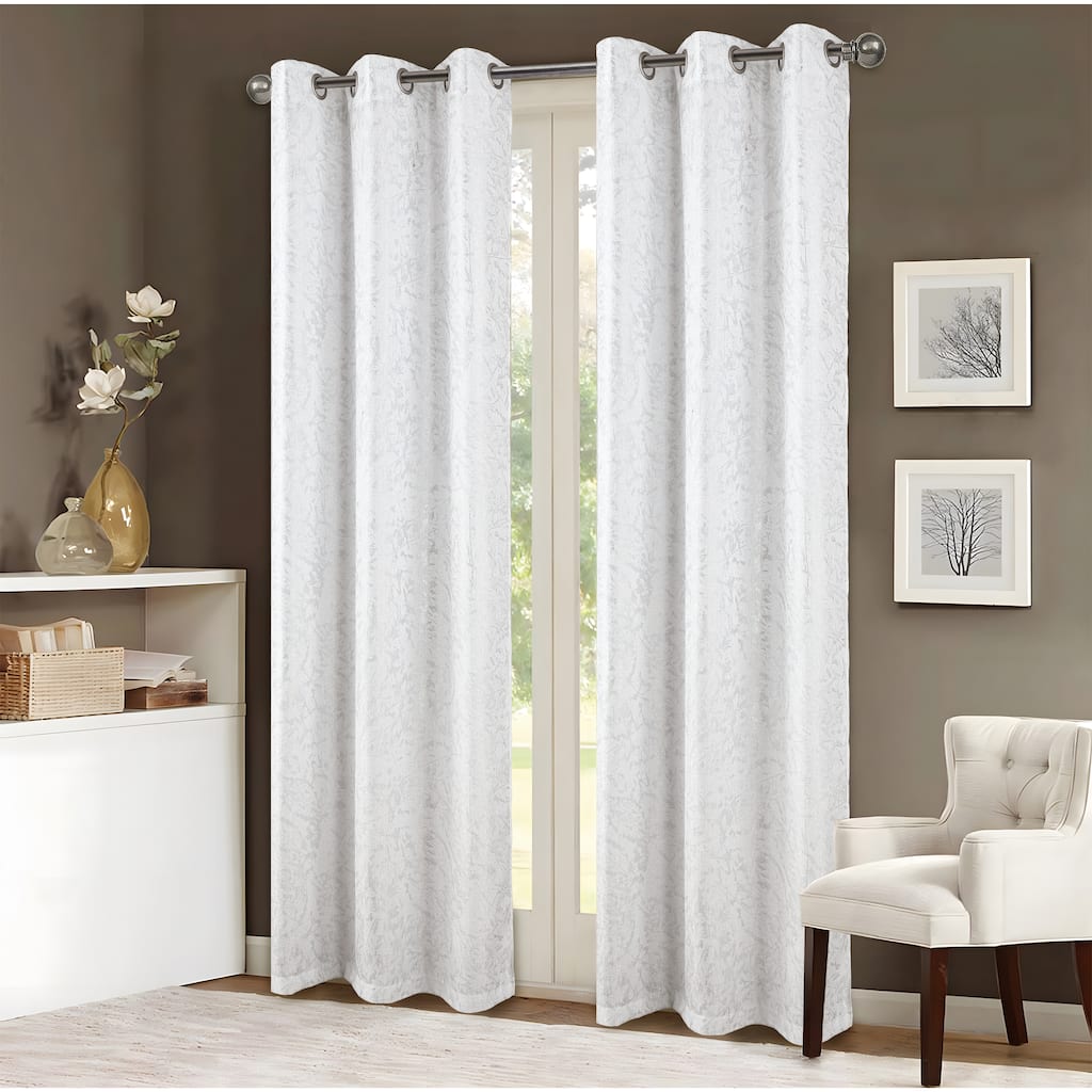 Brighton Abstract Leaves Foil Print Window Curtain Set