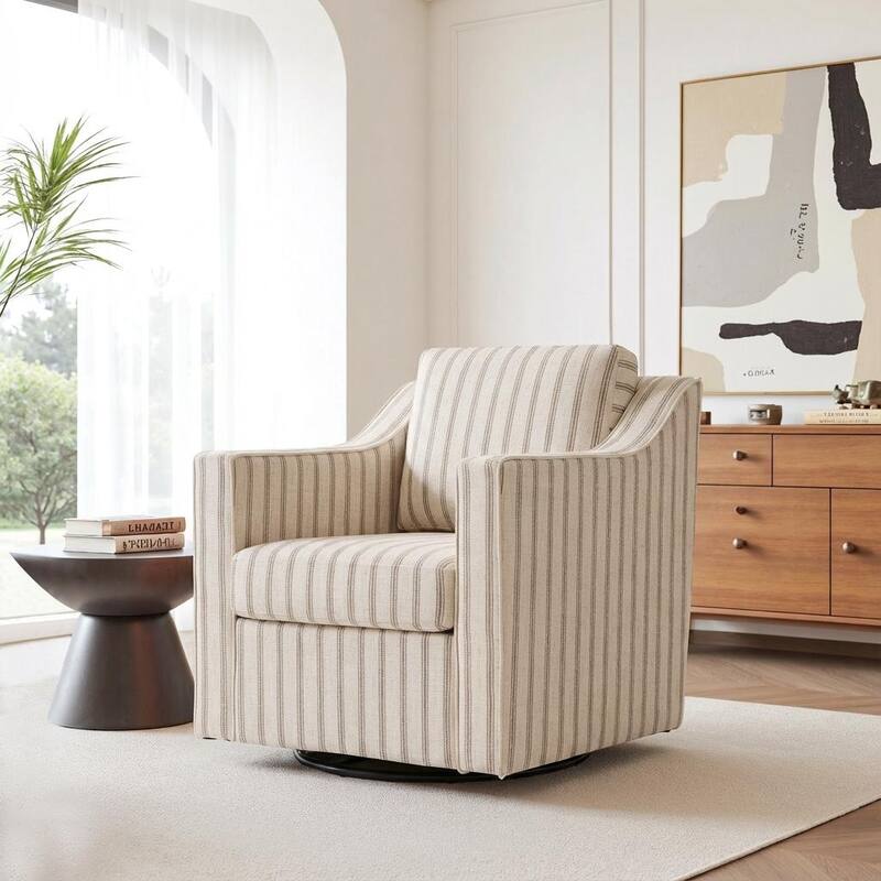 30'' W Vegan Leather/ Chenille Swivel Accent Chair