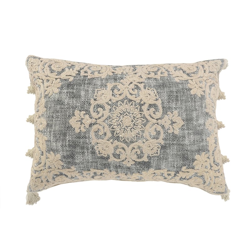 Sevita Embroidered Elegance Medallion Throw Pillow