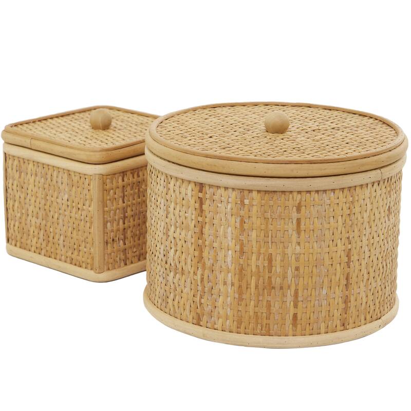 Rattan Storage Decorative Box - Set of 2 Brown - Roche River Decor