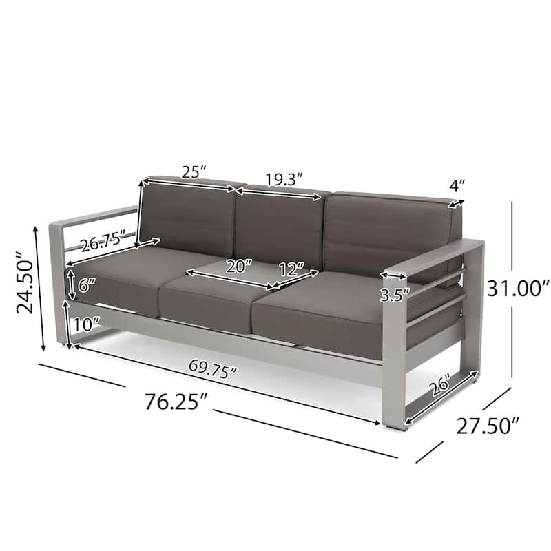 Cape Coral Outdoor Cushioned Aluminum Sofa with Tray by Christopher Knight Home