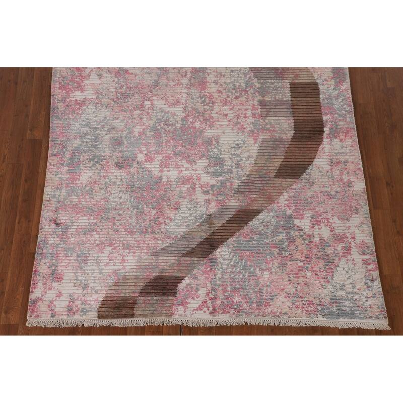 Striped Abstract Oriental Area Rug Handmade Wool Carpet - 5'8" x 7'10"